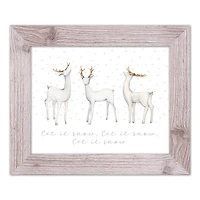 Designs Direct 14" x 11" Snow Reindeers Western White Framed Print