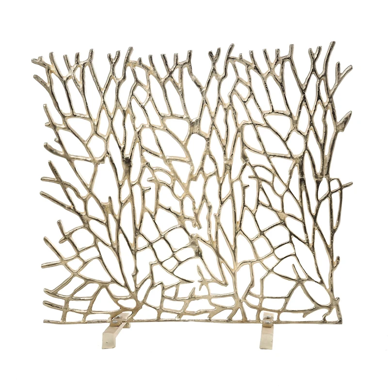 Coral Inspired Single Panel Aluminum Fireplace Screen