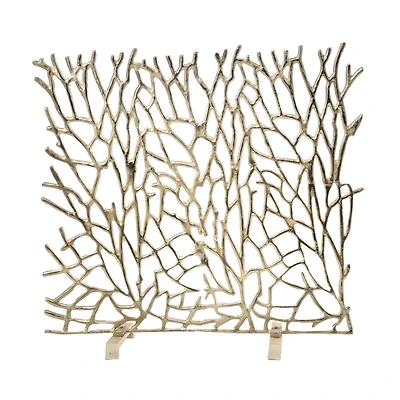 Coral Inspired Single Panel Aluminum Fireplace Screen
