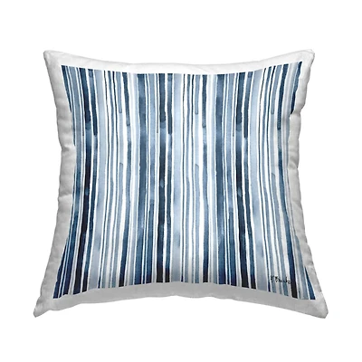 Stupell Industries Asymmetrical Blue Stripes Watercolor Pattern Throw Pillow, 18" x 18"