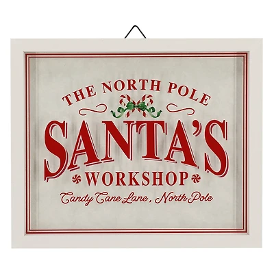 12" Red & White Santa's Workshop Wall Décor by Ashland®