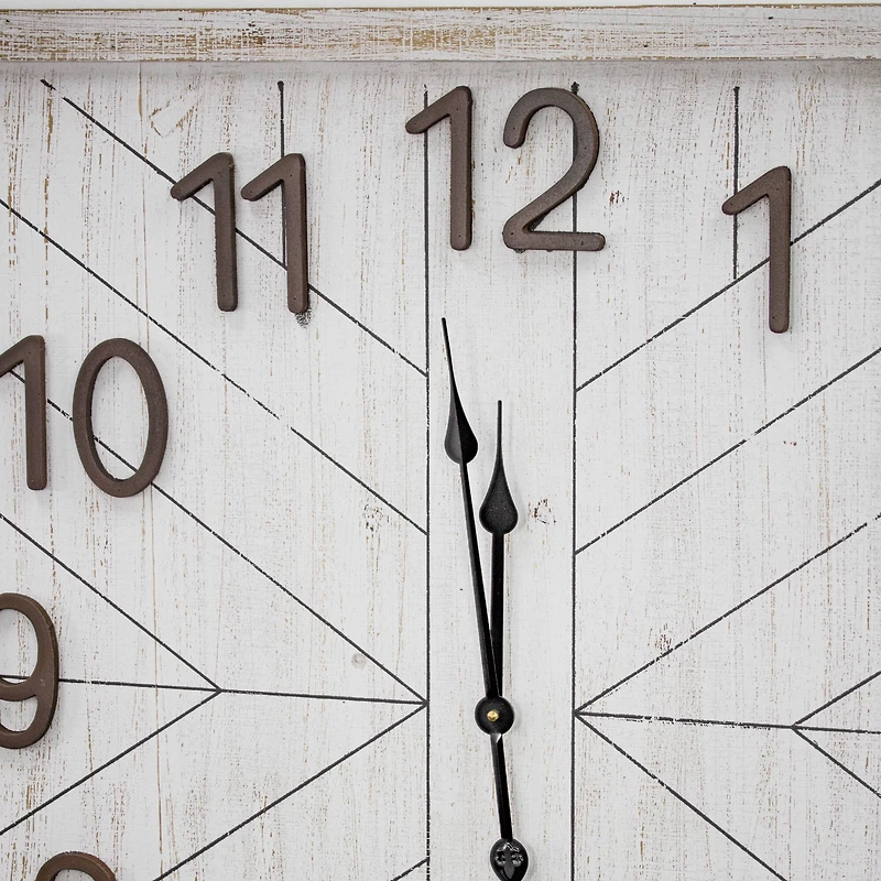 Whitewashed Wood Oversize Wall Clock 32"