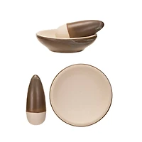 Hello Honey® Brown & Cream Reactive Glaze Stoneware Mortar & Pestle