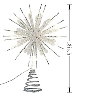 12" Silver Exploding Star Lighted Tree Topper by Ashland®