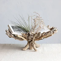 Hello Honey® 18" Natural Round Handmade Driftwood Footed Tray