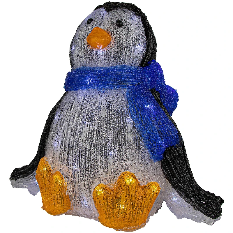 11.5" Lighted Commercial Grade Acrylic Sitting Baby Penguin Christmas Display Decoration