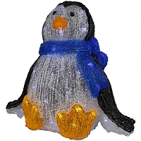 11.5" Lighted Commercial Grade Acrylic Sitting Baby Penguin Christmas Display Decoration