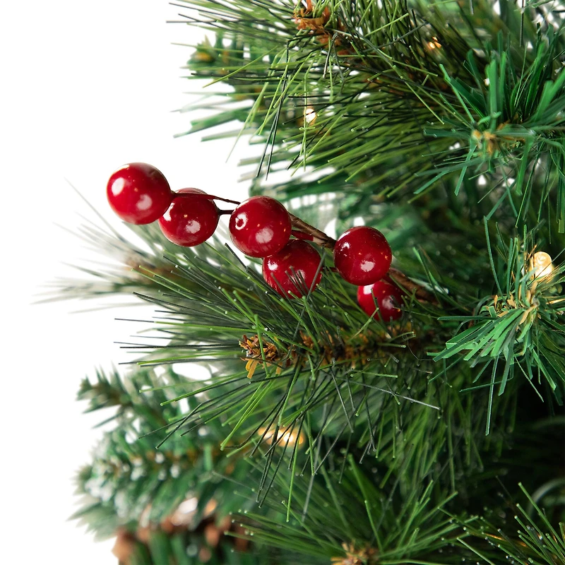4ft. Pre-Lit Frosted Carolina Berry Spruce Artificial Christmas Tree, Clear Lights