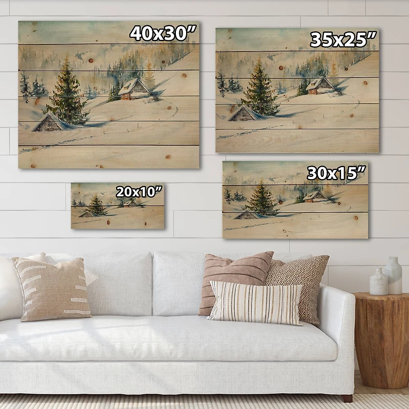 Designart - Little House In The Winter Mountains