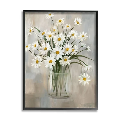 Stupell Industries Daisy Bloom Bouquet Potted Flowers Abstract Pattern Framed Wall Art