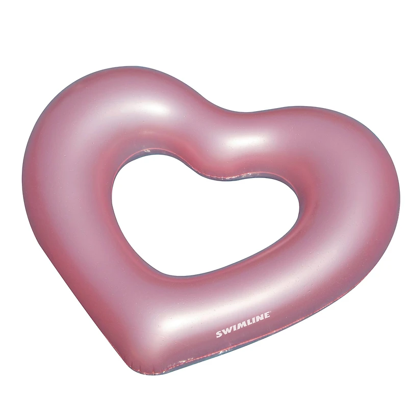Swimline 5.5ft. Pink Metallic Heart Shaped Inner Tube Swimming Pool Float
