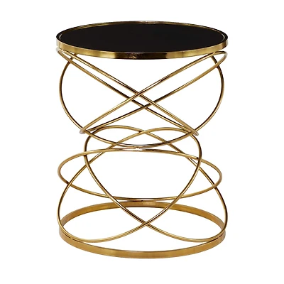 24" Open Ring Accent Table with Black Marble Top