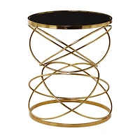 24" Open Ring Accent Table with Black Marble Top