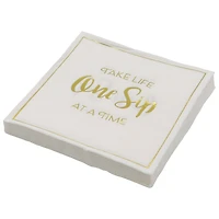 Gold & White One Sip Life Beverage Napkins, 20ct. by Celebrate It™