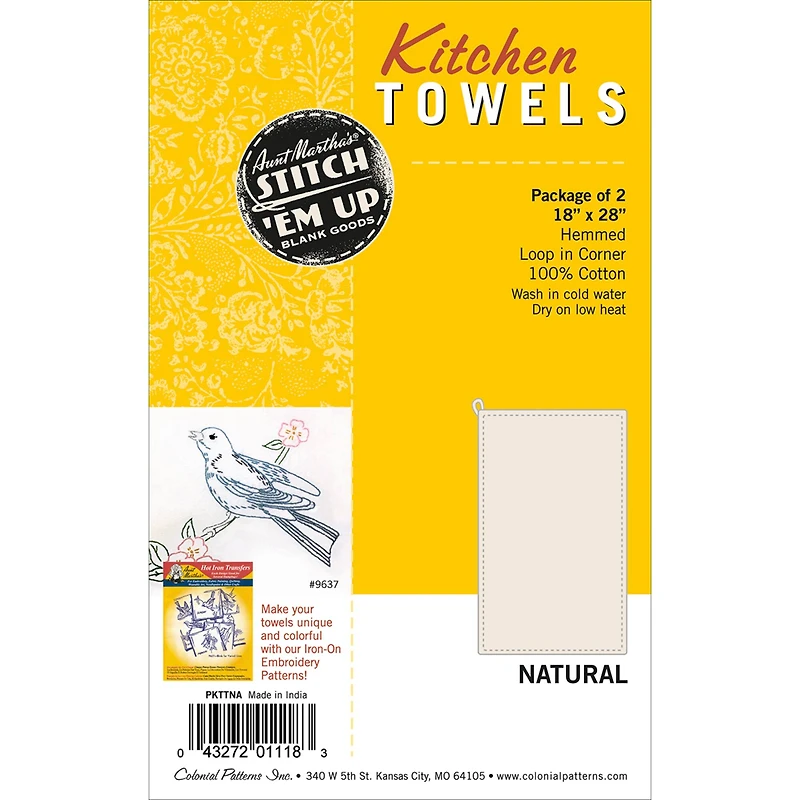 Aunt Martha's Stitch 'Em Up Natural Kitchen Towels