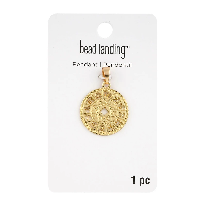 Gold Round Zodiac Pendant by Bead Landing™