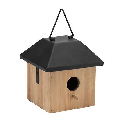 7.75" Wooden Birdhouse with Metal Roof