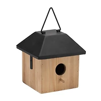 7.75" Wooden Birdhouse with Metal Roof