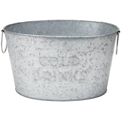 Mind Reader 9.5'' Small Round Galvanized Steel Beverage Tub with Handles