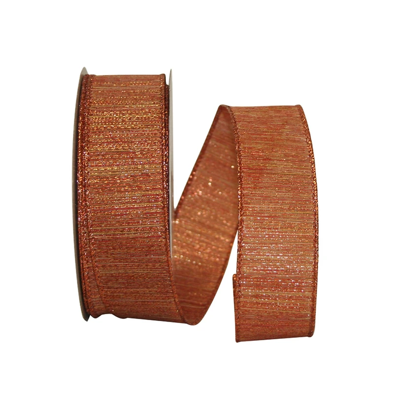 JAM Paper 1.5" x 20yd. Metallic Wired Natural Harmony Ribbon