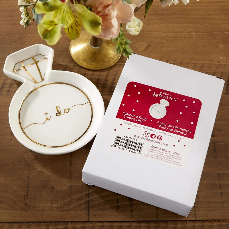 Kate Aspen White Diamond Ring Trinket Dish