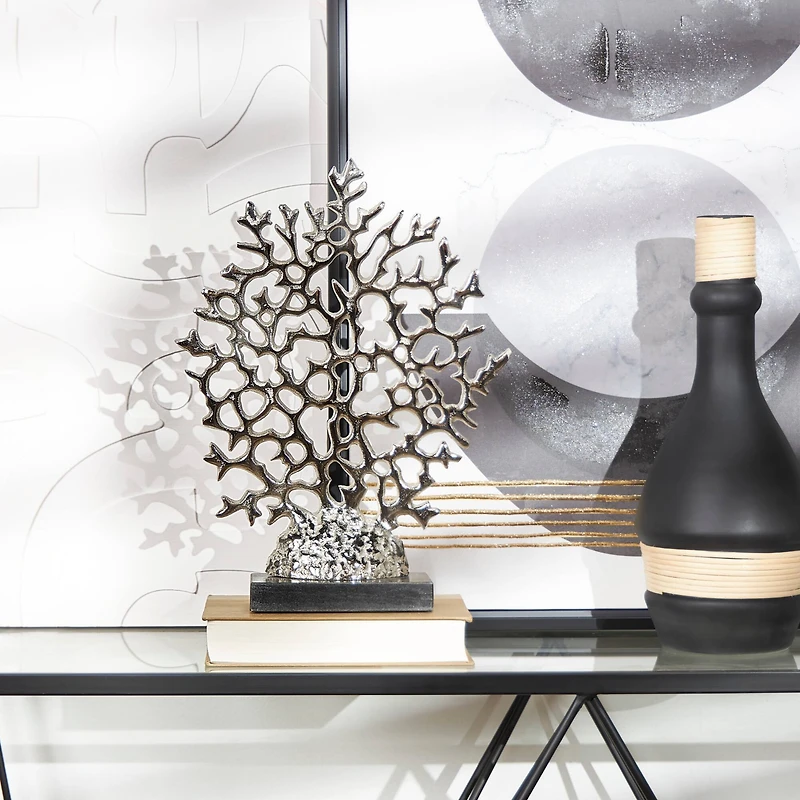 16.25" Silver Coastal Coral Tabletop Sculpture
