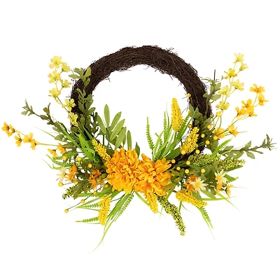 22" Peonies Artificial Fall Harvest Twig Wreath