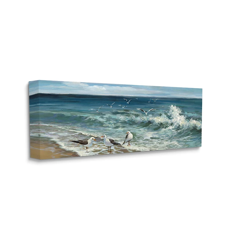 Stupell Industries White Caps on Incoming Tied Beach Seagulls Canvas Wall Art