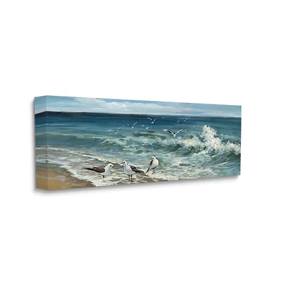 Stupell Industries White Caps on Incoming Tied Beach Seagulls Canvas Wall Art