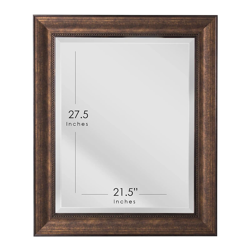 Head West® 34.5" Deep Bronze Beaded Rectangular Framed Beveled Accent Wall Mirror