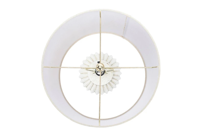 Hello Honey® 22" Distressed White Finish Fluted Terracotta Table Lamp with Linen Shade