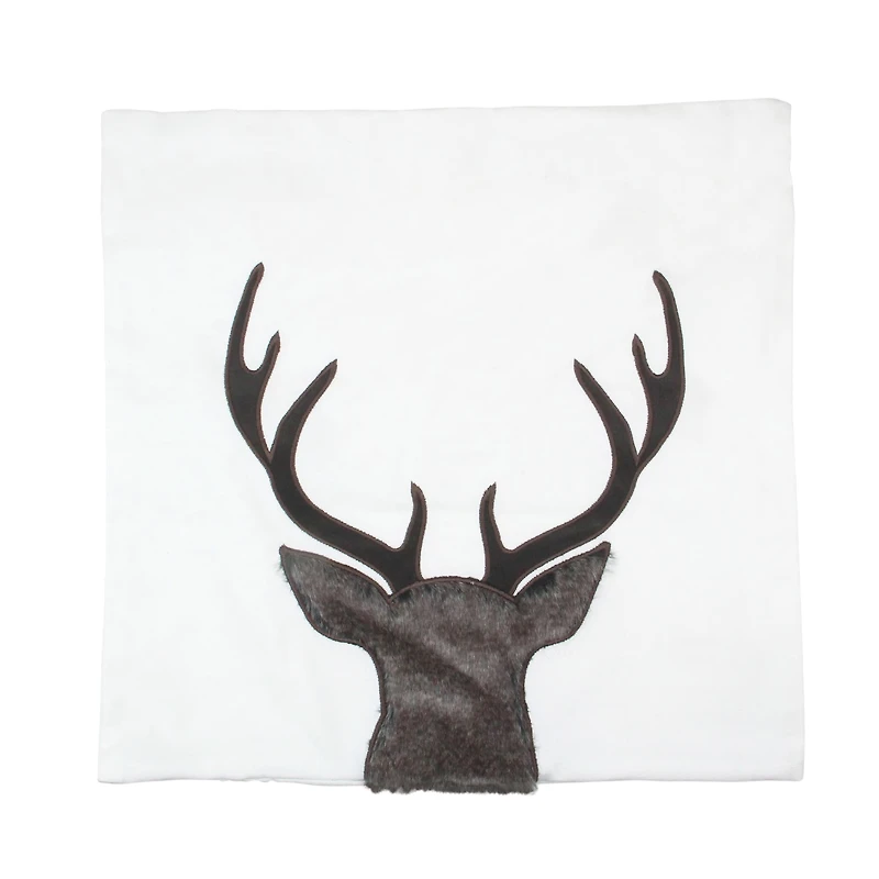 White & Brown Reindeer Throw Pillow Cover