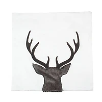 White & Brown Reindeer Throw Pillow Cover