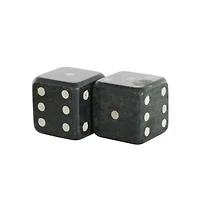 Green Marble Dice Decorative Bookends with White Accents