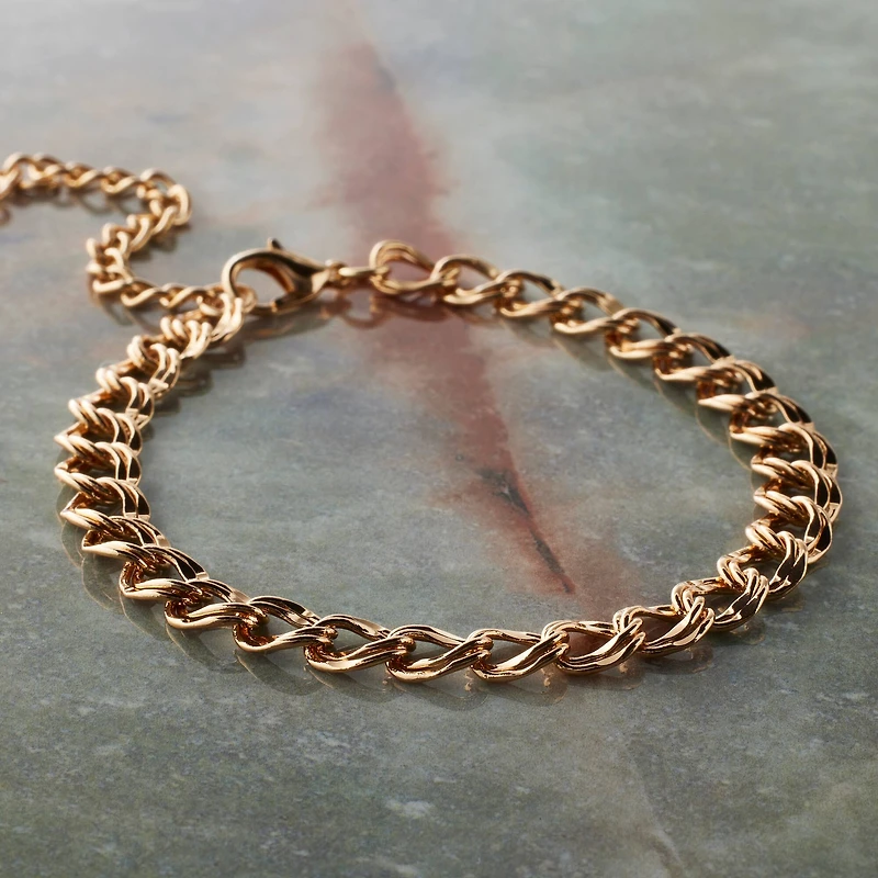 7.5" Gold Double Curb Charm Bracelet by Bead Landing™