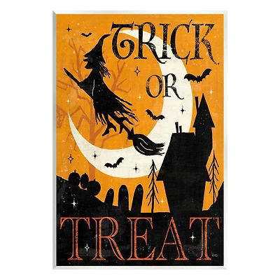 Stupell Industries Trick Or Treat Halloween Witch Wall Plaque