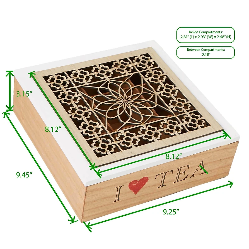 Mind Reader 9-Section Brown Tea Organizer