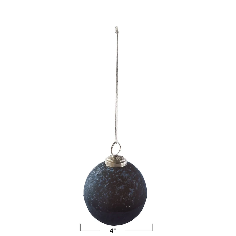Hello Honey® 4" Blue Two-Tone Glass Ball Ornament
