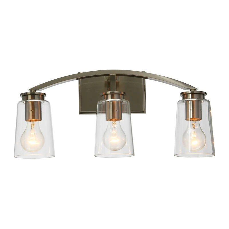 Hello Honey® Robert Stevenson Lighting Laguna Metal & Clear Glass 3-Light Vanity