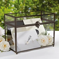 Black Metal & Glass Card Box by Celebrate It™
