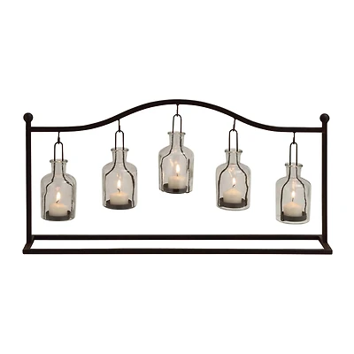 24" Black Iron Farmhouse Candle Holder Lantern