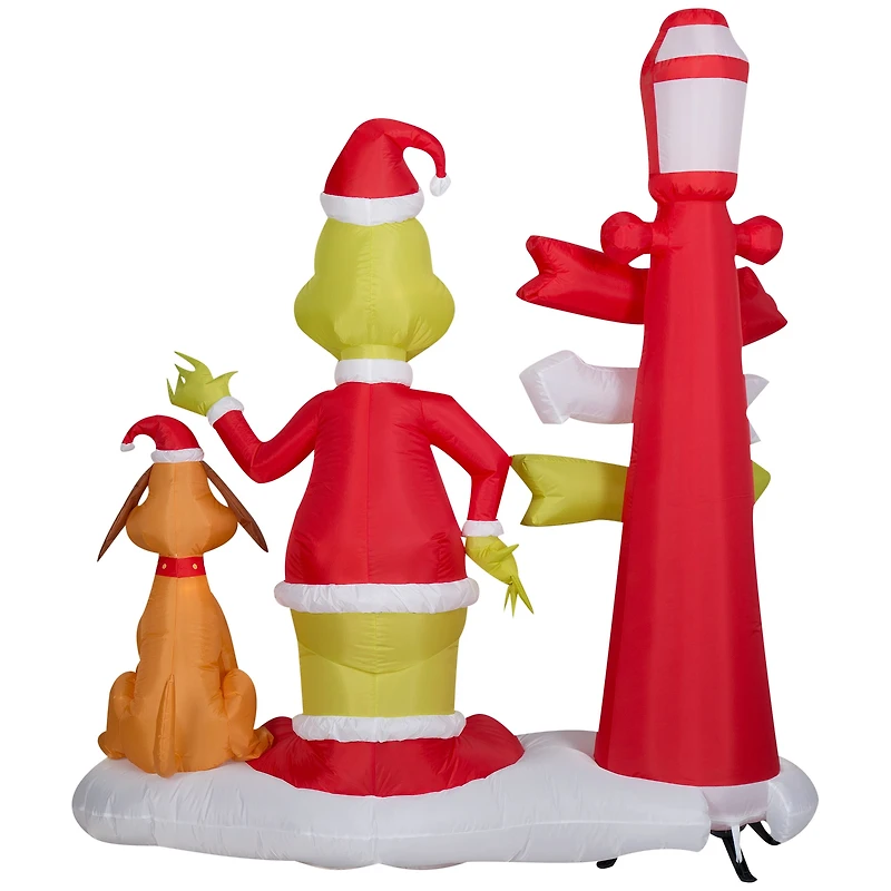 6ft. Airblown® Inflatable Christmas Grinch & Max with Lamp Post