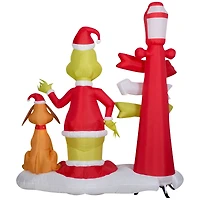 6ft. Airblown® Inflatable Christmas Grinch & Max with Lamp Post