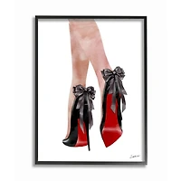 Stupell Industries Fashion Red Bottom Bow High Heels Wood Framed Wall Art