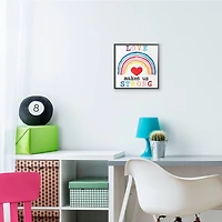 Stupell Industries Love Makes Us Strong Rainbow Wall Accent with Black Frame