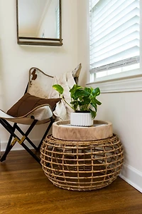 Hello Honey® 17'' Distressed Brown Paulownia Wood Hand Carved Tray