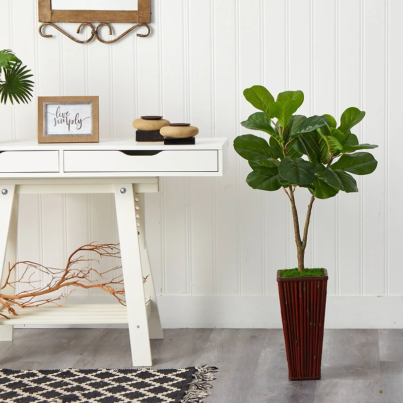 3ft. Fiddle Leaf Fig Tree in Bamboo Planter
