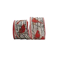 JAM Paper 2.5" x 10yd. Red Cardinal Perch Linen Wired Ribbon