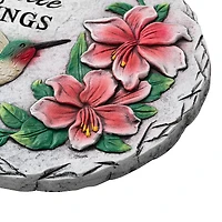 Glitzhome® 10" Cement Hummingbird & Flower Textured Stepping Stones Set