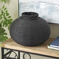 15" Black Metal Handmade Wrapped Vase